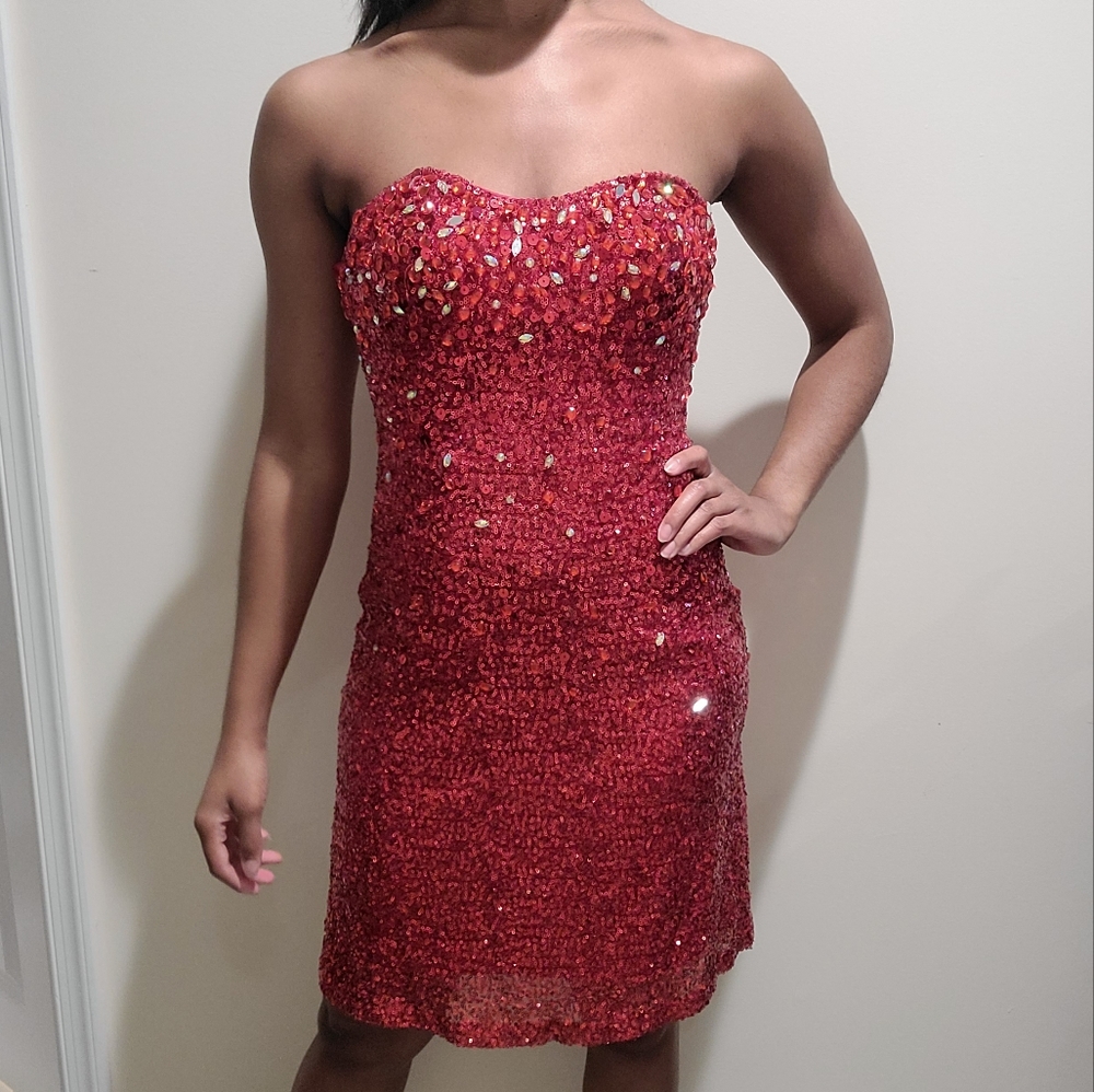 Red Sequin Cocktail Dress